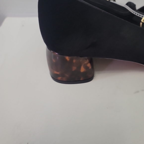 Deltan Grace Velvet Mary Jane Tortoise Block Heel Pumps - Picture 5 of 8
